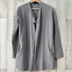 Theory Nyma Ko Felt Gray Merino Wool Angora Rabbit Hair Cardigan Sweater Size P